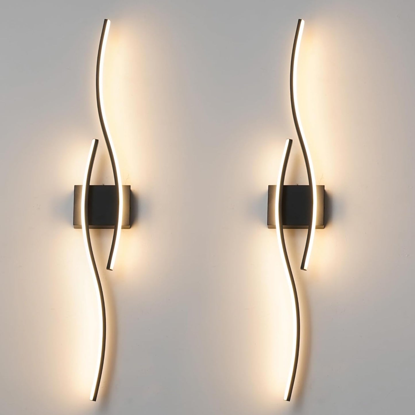 Wandleuchte Schwarz S-Kurve 45cm LED