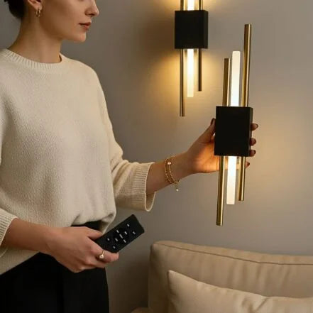 Wandleuchte Gold Schwarz 40cm LED Kabellos