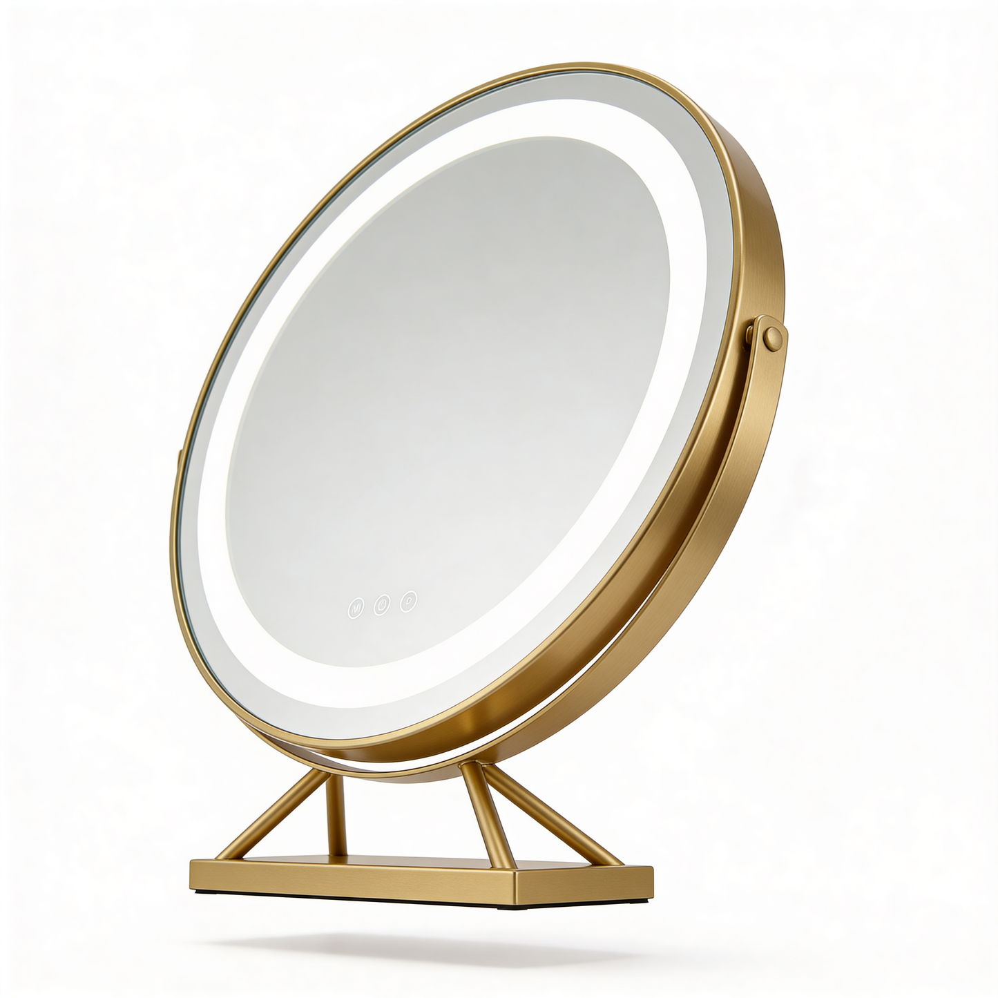 Runder LED Schminkspiegel Gold 40cm