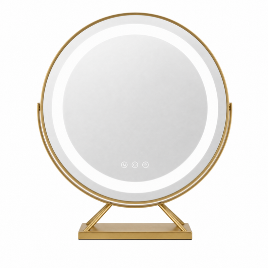 Runder LED Schminkspiegel Gold 40cm