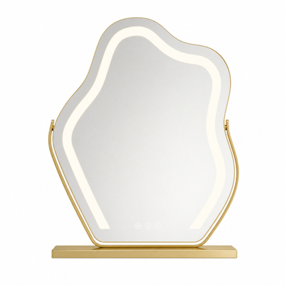 Schminkspiegel Gold Wolkenform 30x43cm - Frontansicht