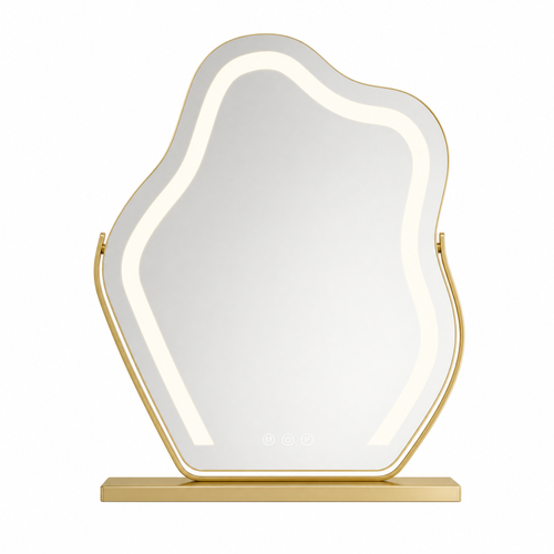 Schminkspiegel Gold Wolkenform 30x43cm - Frontansicht