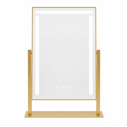 Schminkspiegel Gold rechteckig 30x40cm - Frontansicht