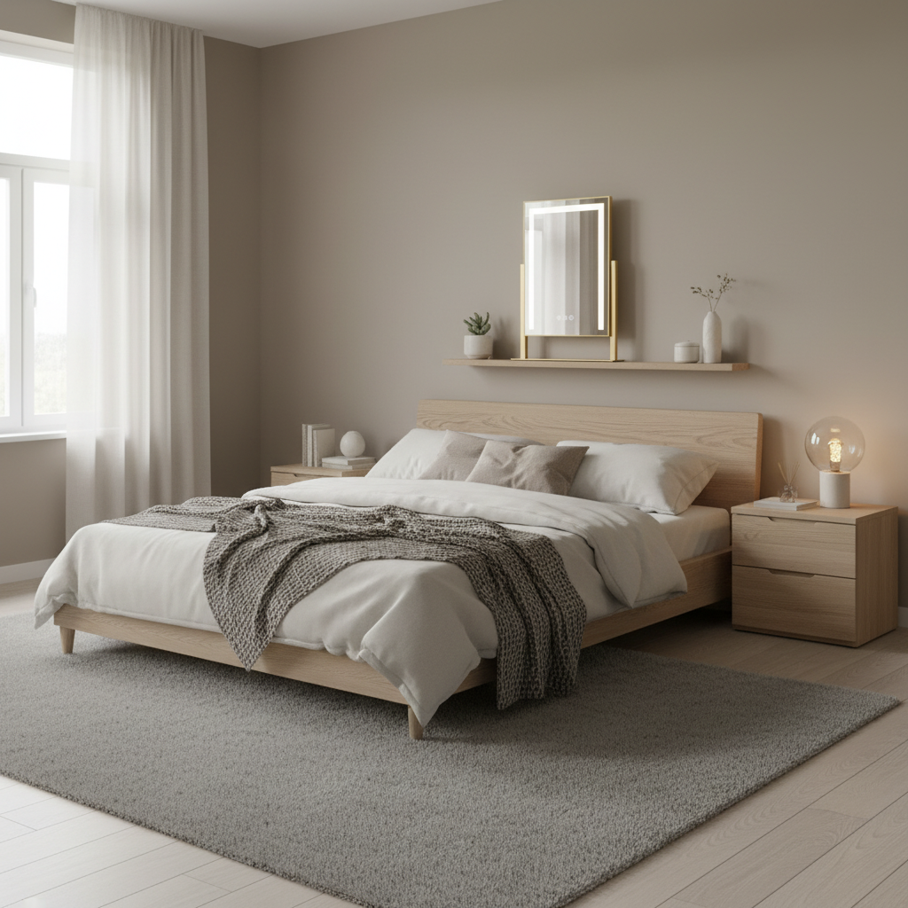 Schminkspiegel Gold rechteckig - Lifestyle Schlafzimmer