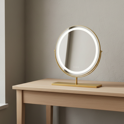 Ovaler LED Schminkspiegel Gold - Lifestyle Schminktisch