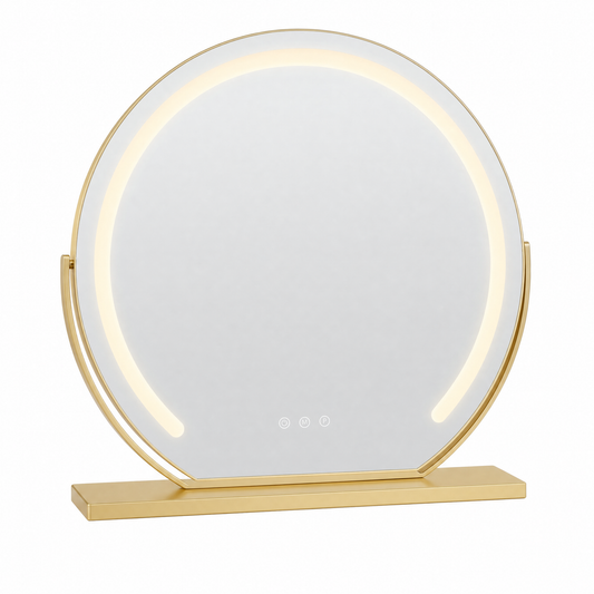 Schminkspiegel Gold rund 40cm C-Rahmen - Frontansicht