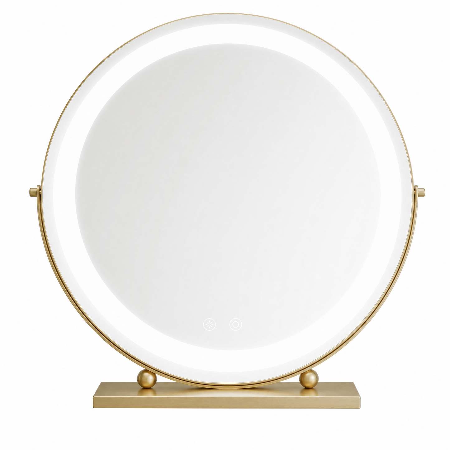Schminkspiegel Gold rund 40cm Doppelrahmen - Frontansicht