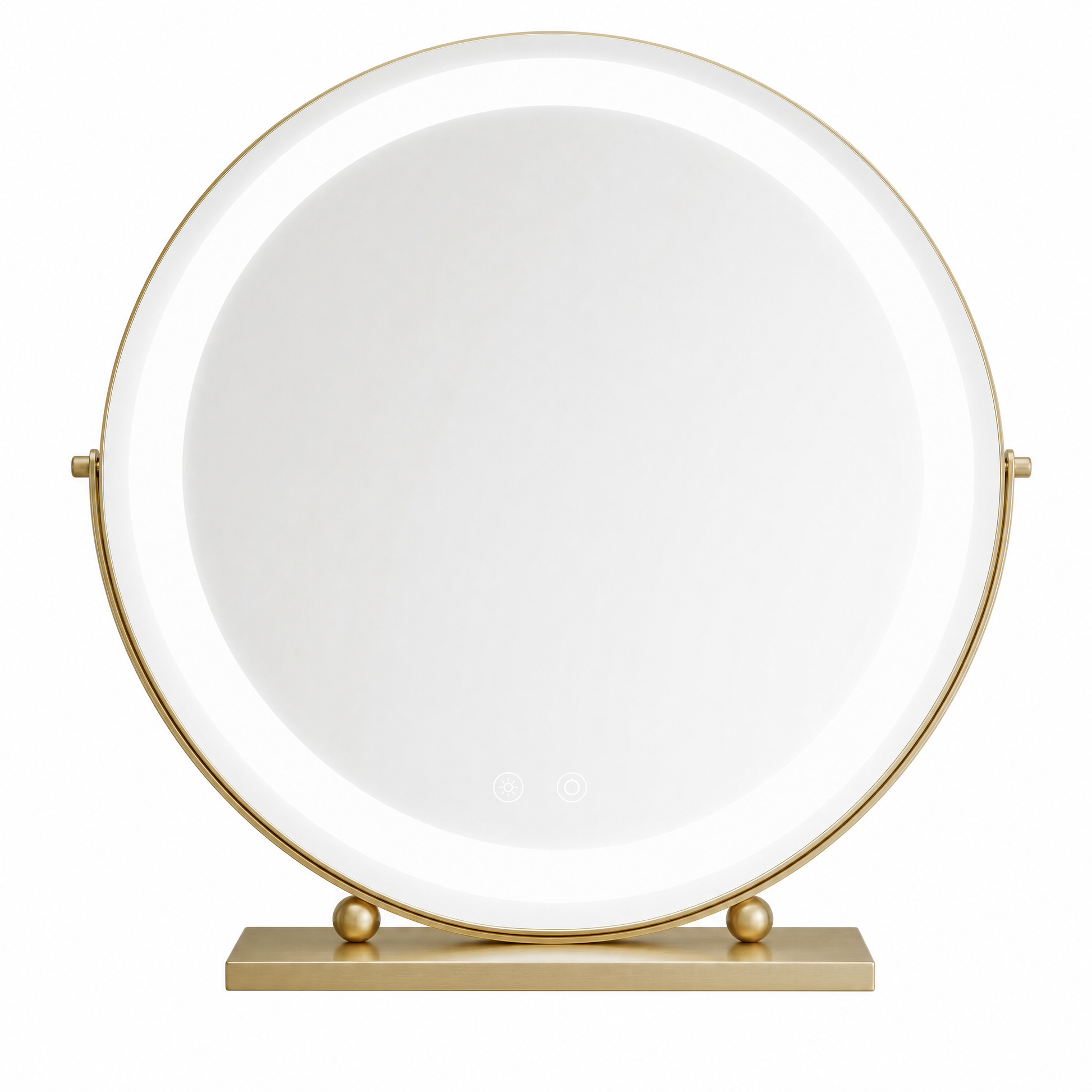Schminkspiegel Gold rund 40cm Doppelrahmen - Frontansicht