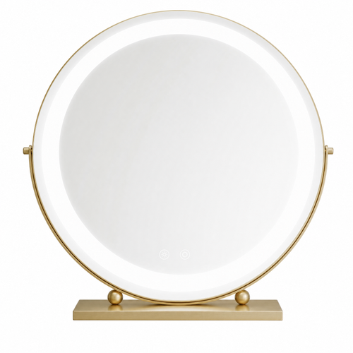 Schminkspiegel Gold rund 40cm Doppelrahmen - Frontansicht