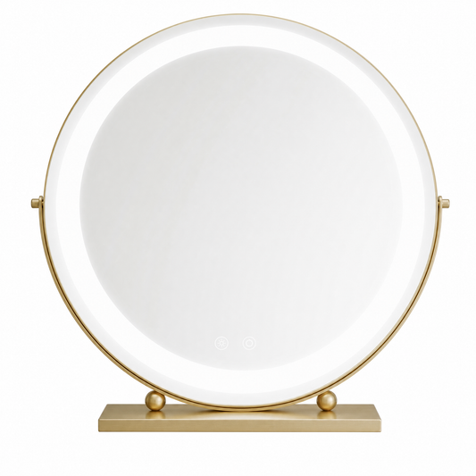 Schminkspiegel Gold rund 40cm Doppelrahmen - Frontansicht
