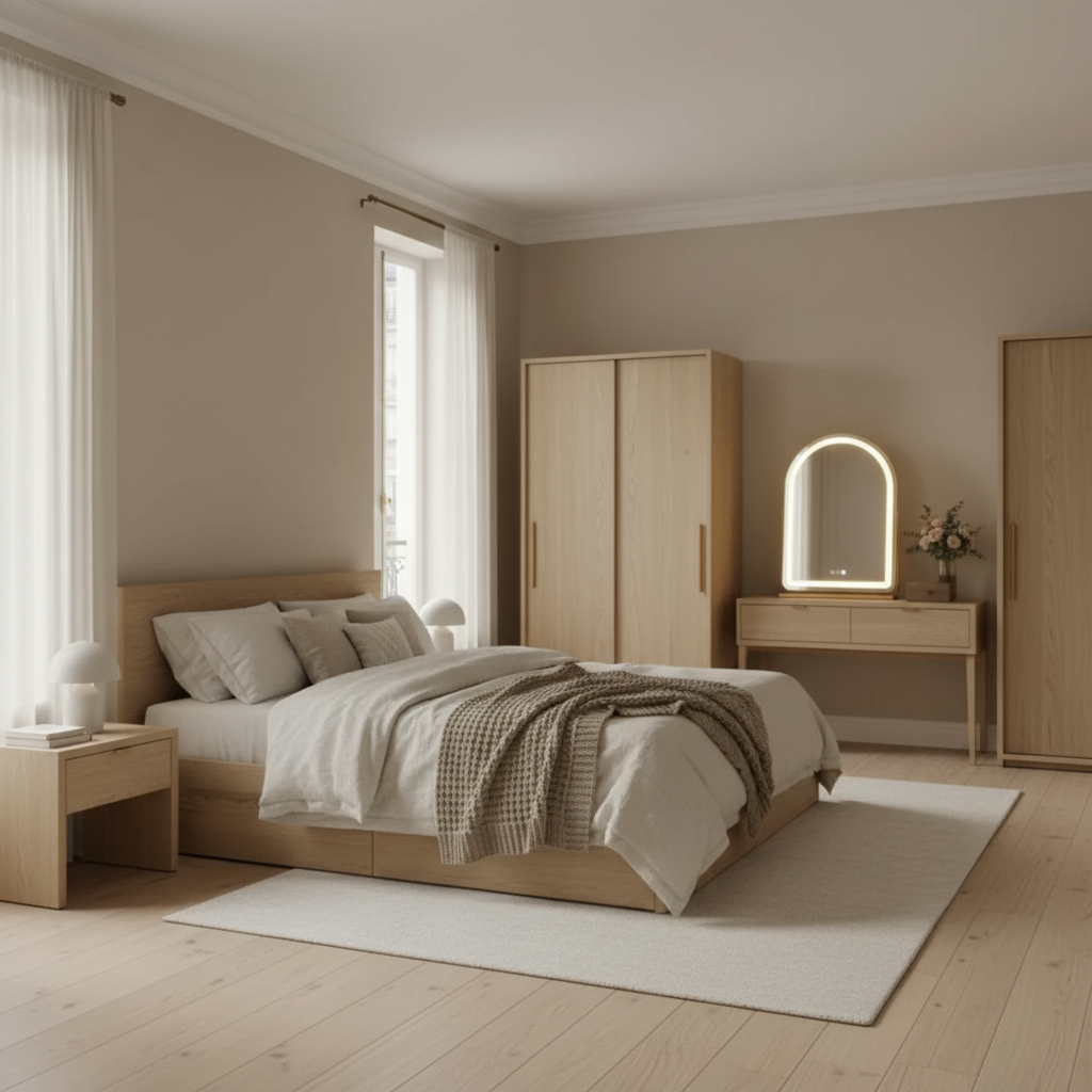 Bogenspiegel Gold LED - Lifestyle Schlafzimmer