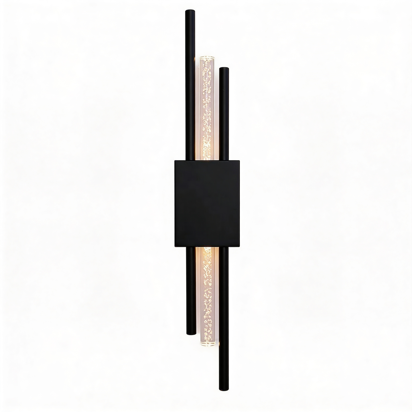 Wandleuchte Schwarz 49cm Blasenglas LED - Frontansicht
