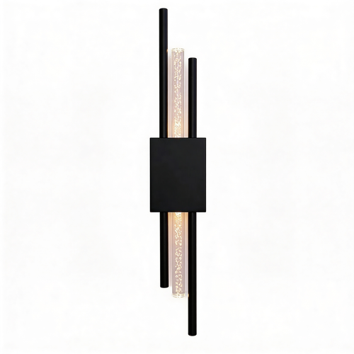 Wandleuchte Schwarz 49cm Blasenglas LED - Frontansicht