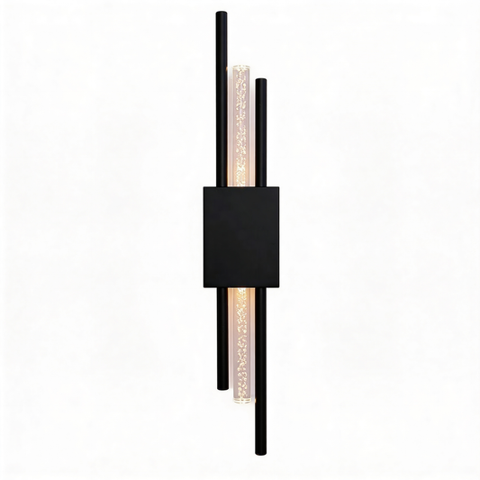 Wandleuchte Schwarz 49cm Blasenglas LED - Frontansicht