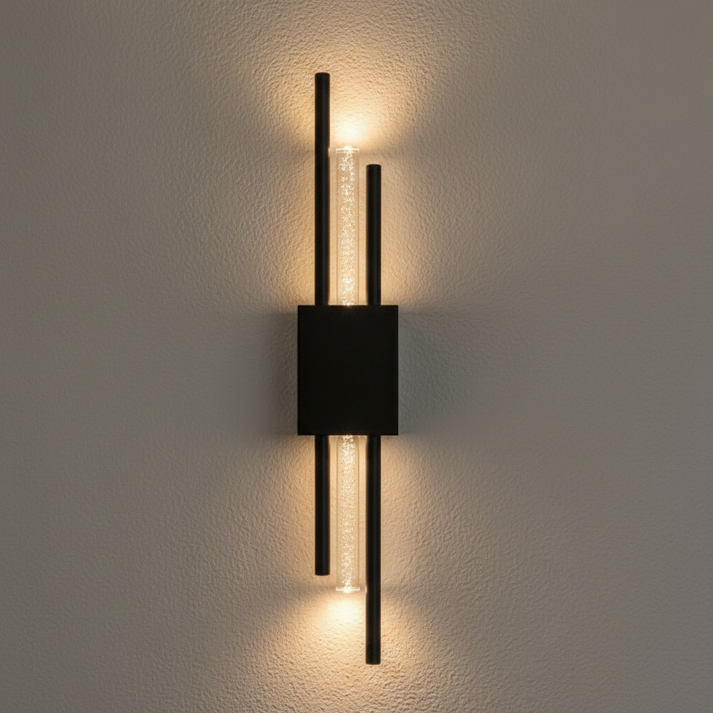 Wandleuchte Schwarz Blasenglas - Lifestyle Wand