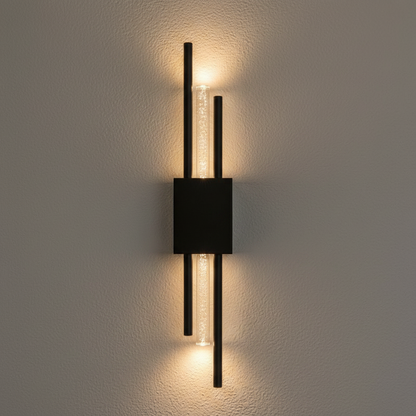 Wandleuchte Schwarz Blasenglas - Lifestyle Wand