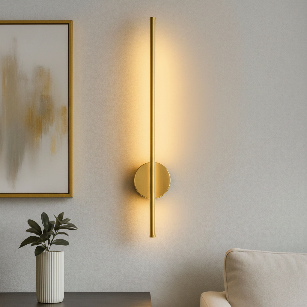 Wandleuchte Gold Stabform - Lifestyle Wand