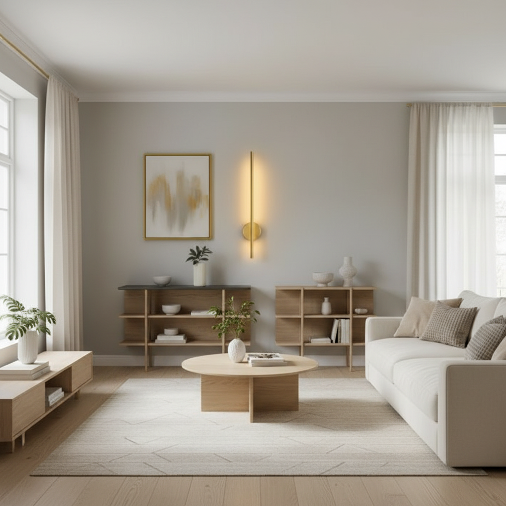 Wandleuchte Gold Stabform - Lifestyle Zimmer