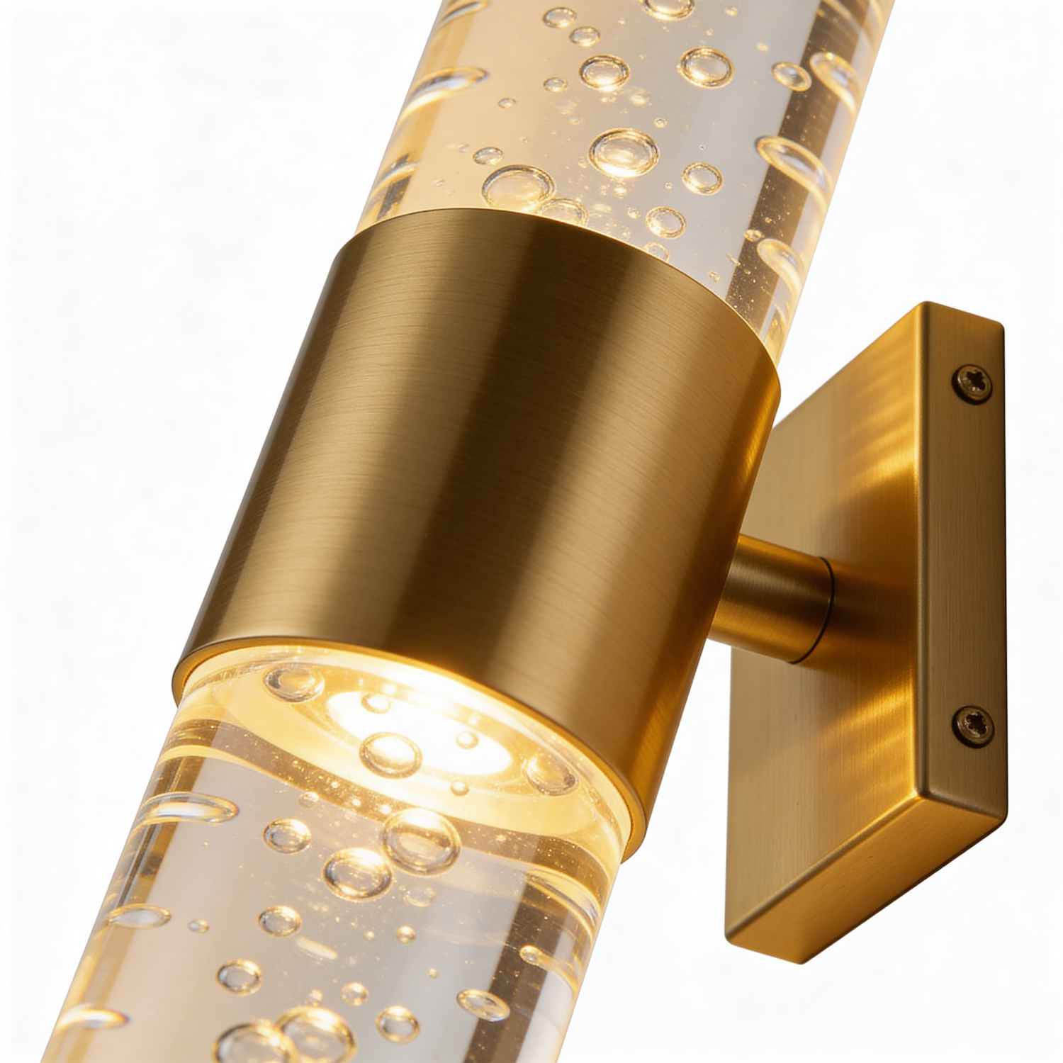 Wandleuchte Blasenglas Gold - 45 Grad Ansicht