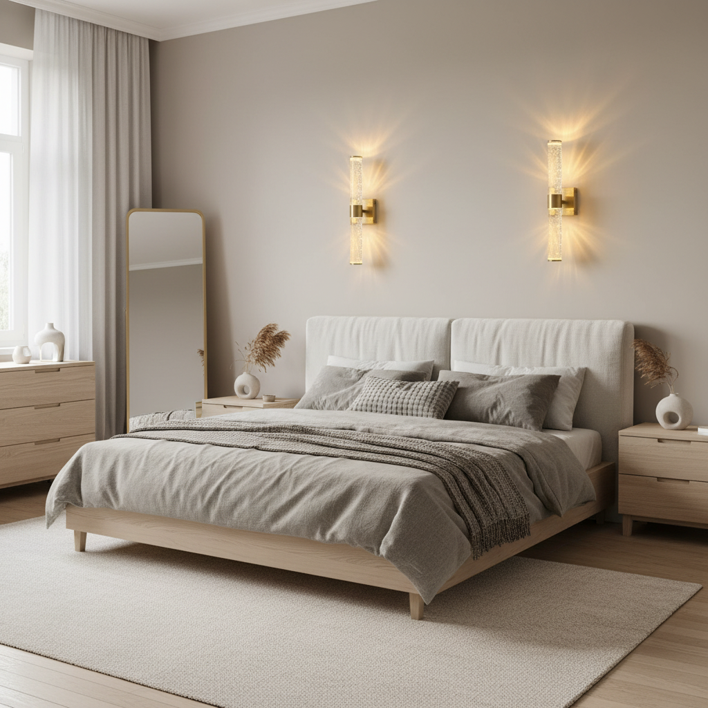 Wandleuchte Blasenglas Gold - Lifestyle Schlafzimmer