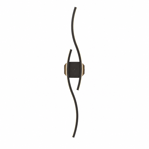 Wandleuchte Schwarz S-Kurve 101cm 2er Set - Frontansicht