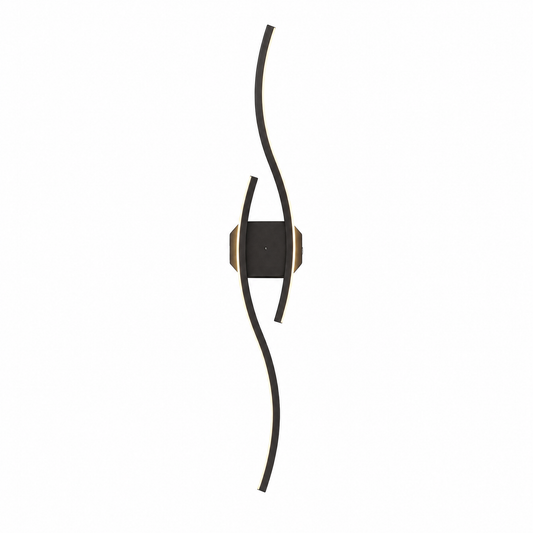 Wandleuchte Schwarz S-Kurve 101cm 2er Set - Frontansicht