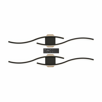Wandleuchte Schwarz S-Kurve 2er Set mit Fernbedienung