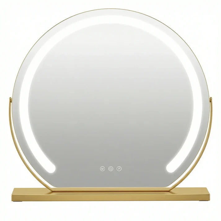 Schminkspiegel Gold rund 40cm C-Rahmen LED