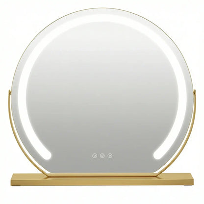 Schminkspiegel Gold rund 40cm C-Rahmen LED