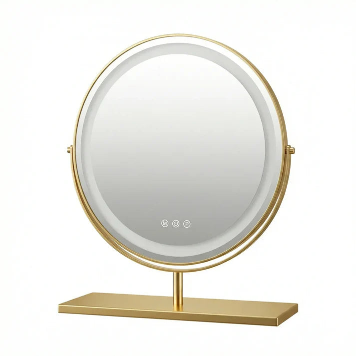 Ovaler LED Schminkspiegel Gold 30x35cm