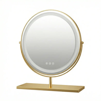 Ovaler LED Schminkspiegel Gold 30x35cm