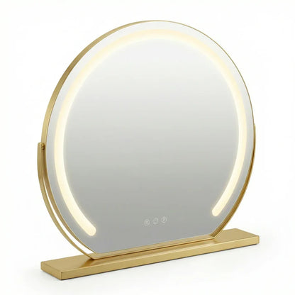 Schminkspiegel Gold rund 40cm C-Rahmen LED