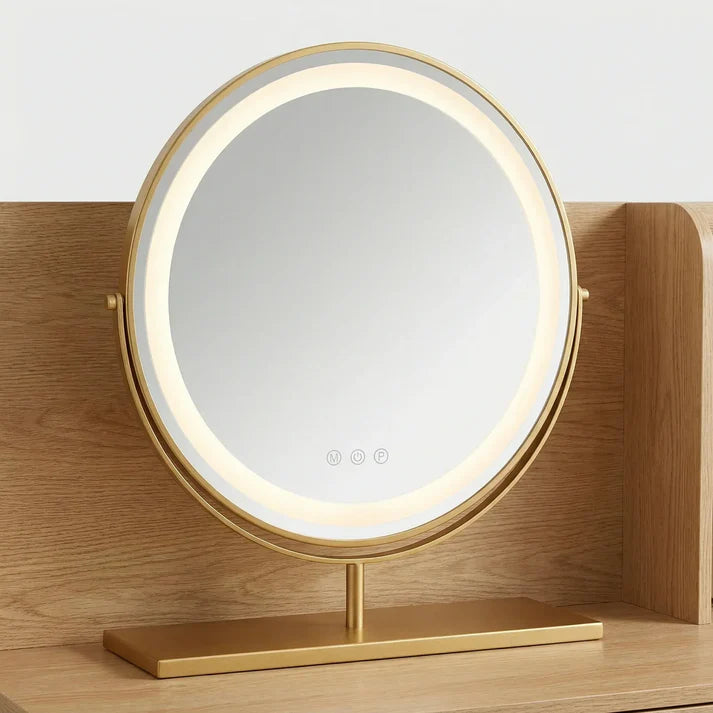Ovaler LED Schminkspiegel Gold 30x35cm