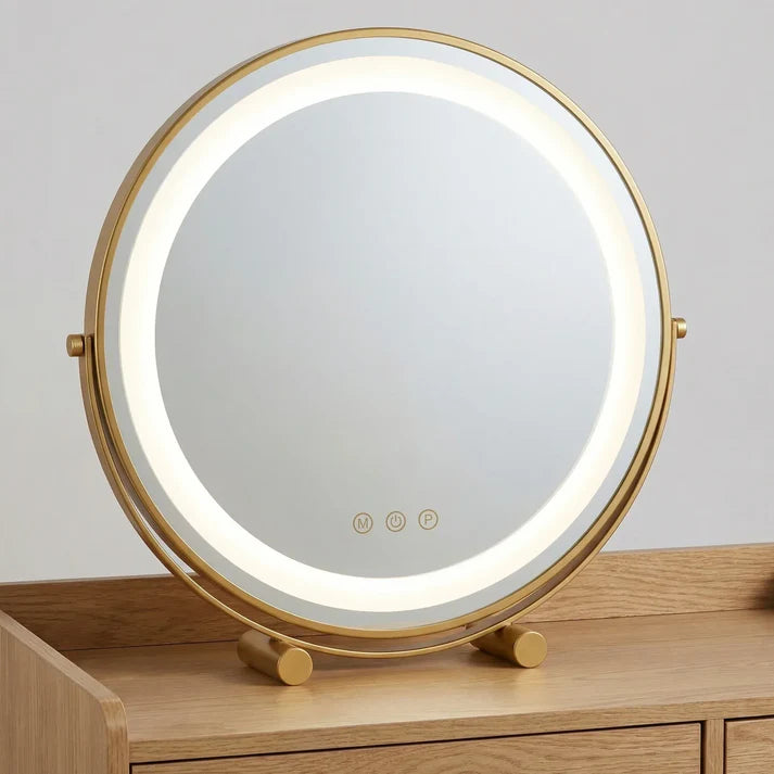 Runder Schminkspiegel Gold 40cm Zylinderfüße