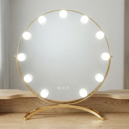 Schminkspiegel Gold rund 40cm Bogenständer