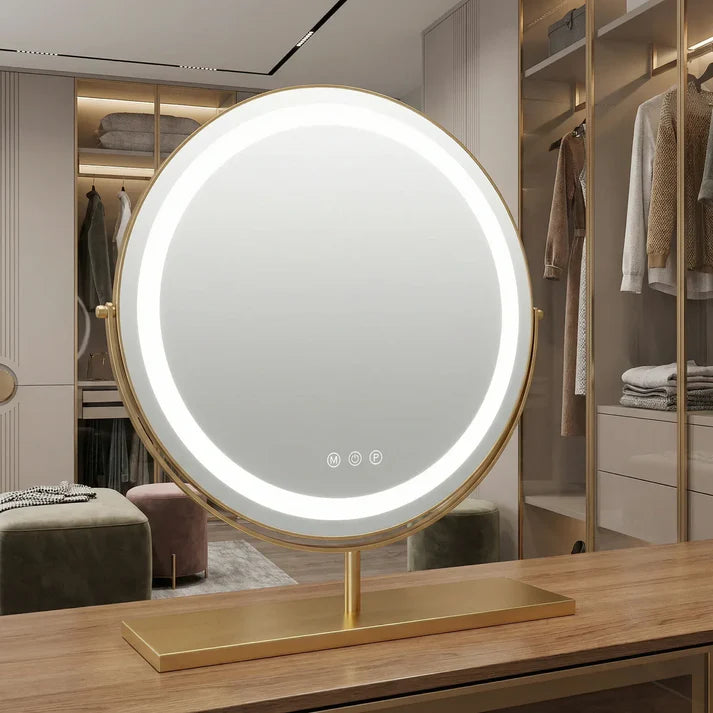 Ovaler LED Schminkspiegel Gold 30x35cm