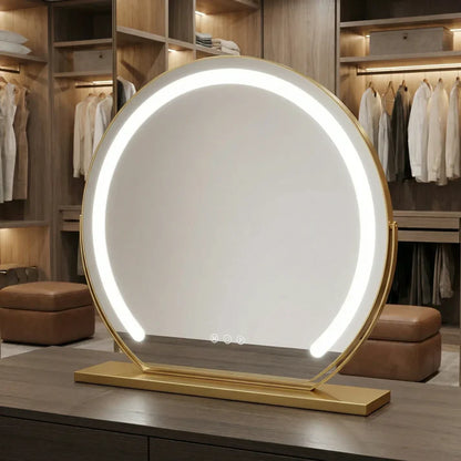 Schminkspiegel Gold rund 40cm C-Rahmen LED