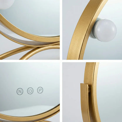 Schminkspiegel Gold rund 40cm Bogenständer