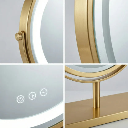 Ovaler LED Schminkspiegel Gold 30x35cm