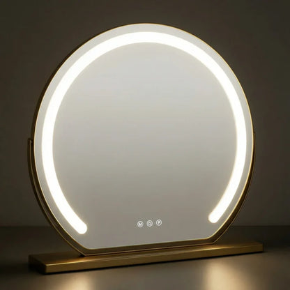 Schminkspiegel Gold rund 40cm C-Rahmen LED