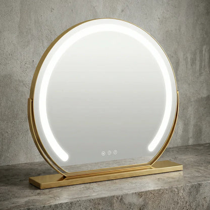 Schminkspiegel Gold rund 40cm C-Rahmen LED