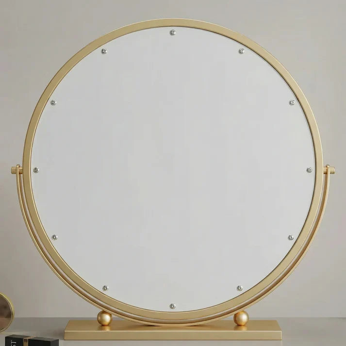 Schminkspiegel Gold rund 40cm Doppelrahmen LED