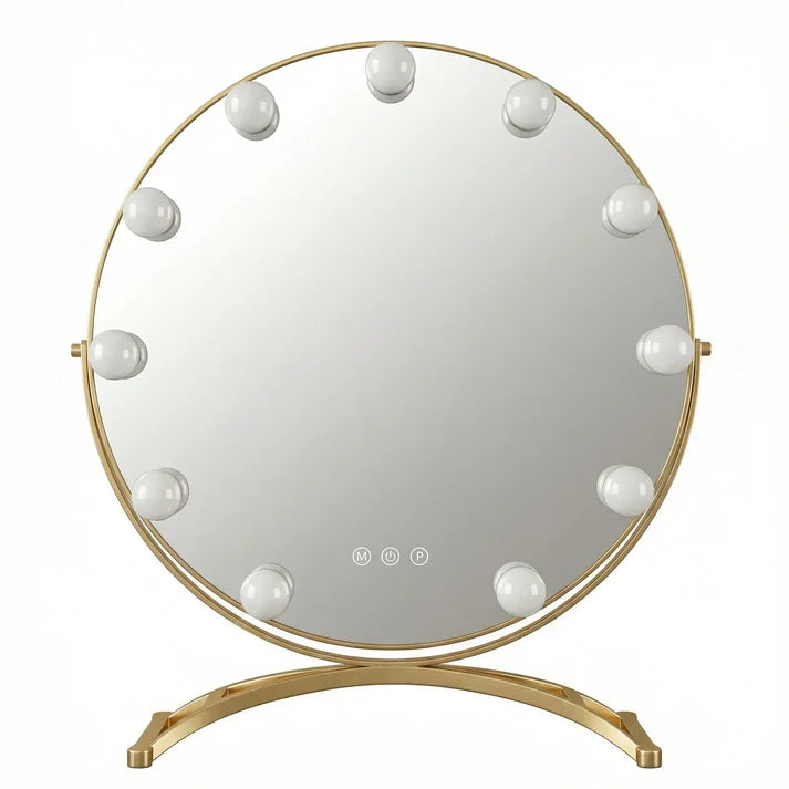 Schminkspiegel Gold rund 40cm Bogenständer