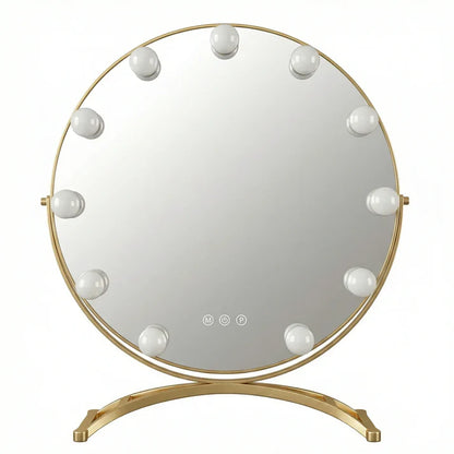 Schminkspiegel Gold rund 40cm Bogenständer