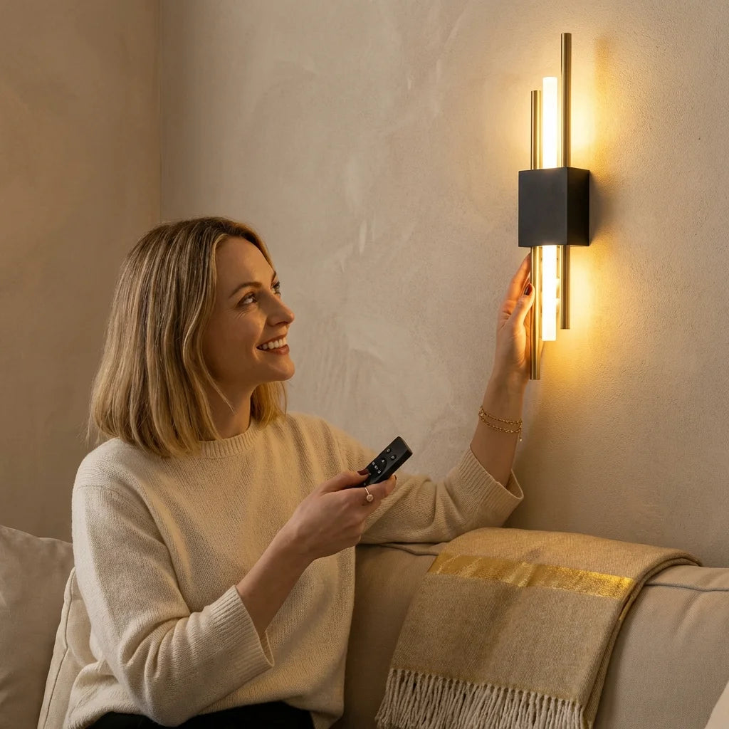 Wandleuchte Gold Schwarz 40cm LED Kabellos