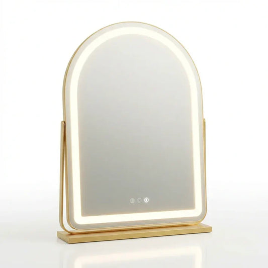 Bogenspiegel Gold LED 30x45cm