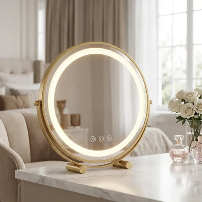 Runder Schminkspiegel Gold 40cm Zylinderfüße