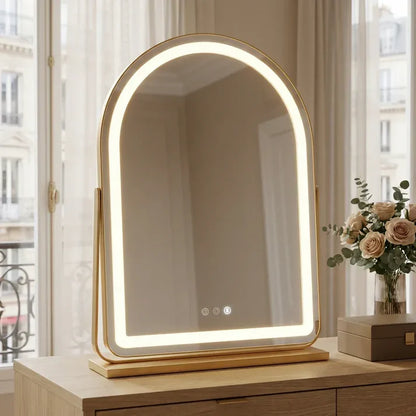 Bogenspiegel Gold LED 30x45cm